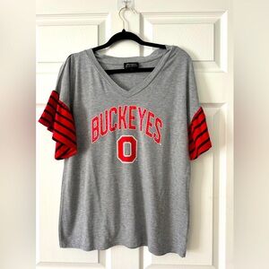 Ohio State Ruffle Sleeve Tshirt, Size L